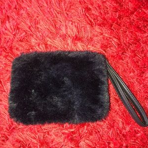 Fuzzy Black Wristlet